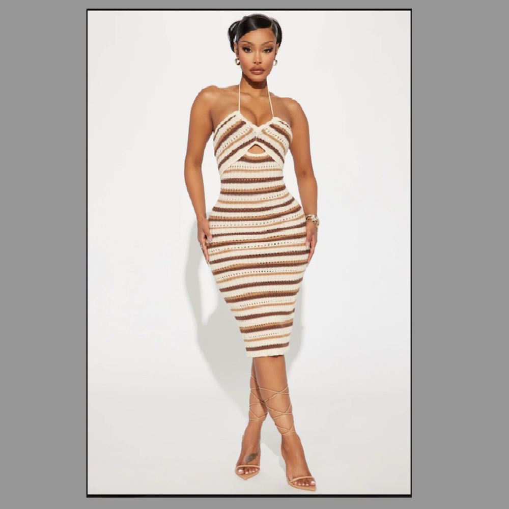 Crochet Halter Midi Dress - S